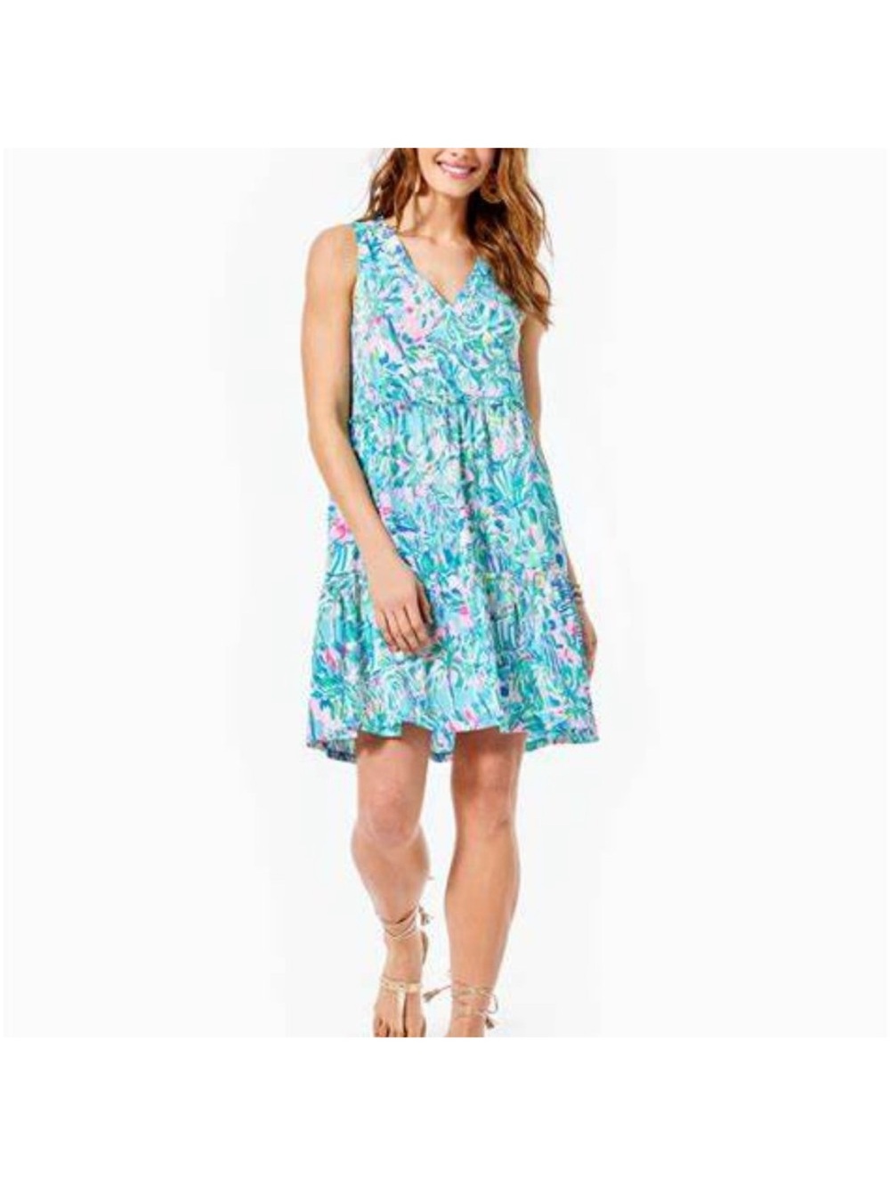 Like New Lilly Pulitzer Lorina Dress Blue Ibiza Cabana Cocktail